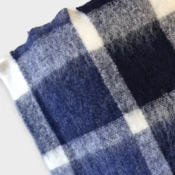 Plaid singolo coperta invernale Lana Vergine Mohair blu