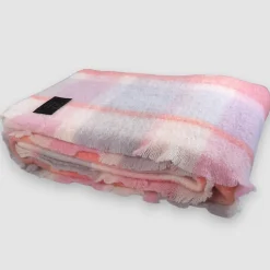 Plaid singolo coperta invernale Lana Vergine Mohair rosa