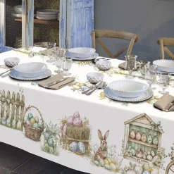 RANDI Tovaglia do pasqua rettangolare in puro cotone Bunny