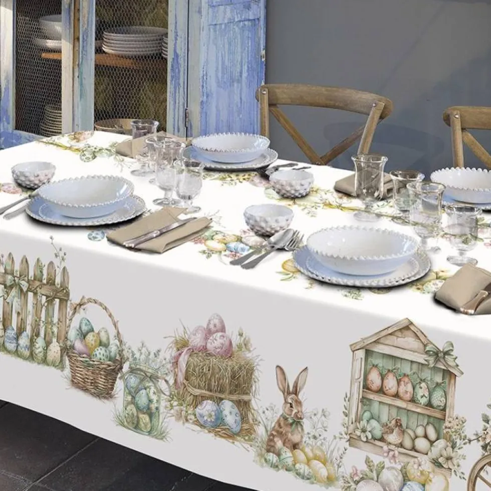 RANDI Tovaglia do pasqua rettangolare in puro cotone Bunny