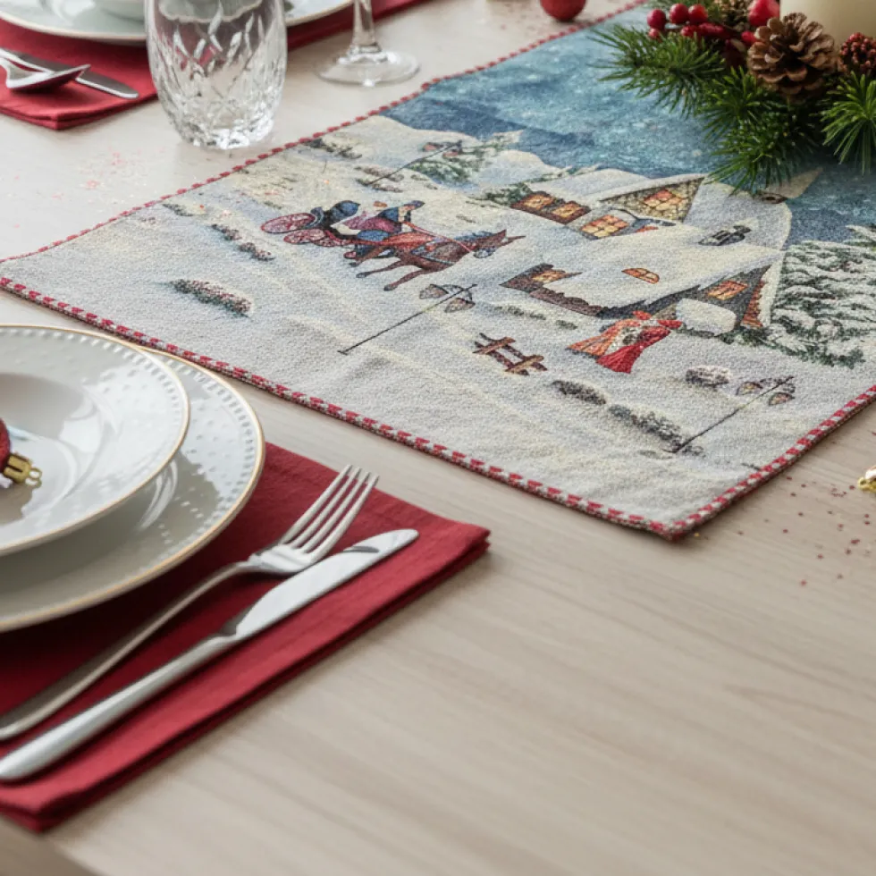 Runner da cucina Natalizio 47x140 Gobelin Notte tovaglia vis a vis
