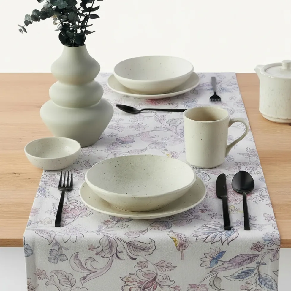 Runner da cucina 45x140 centro tavola Aurora floreale bluette