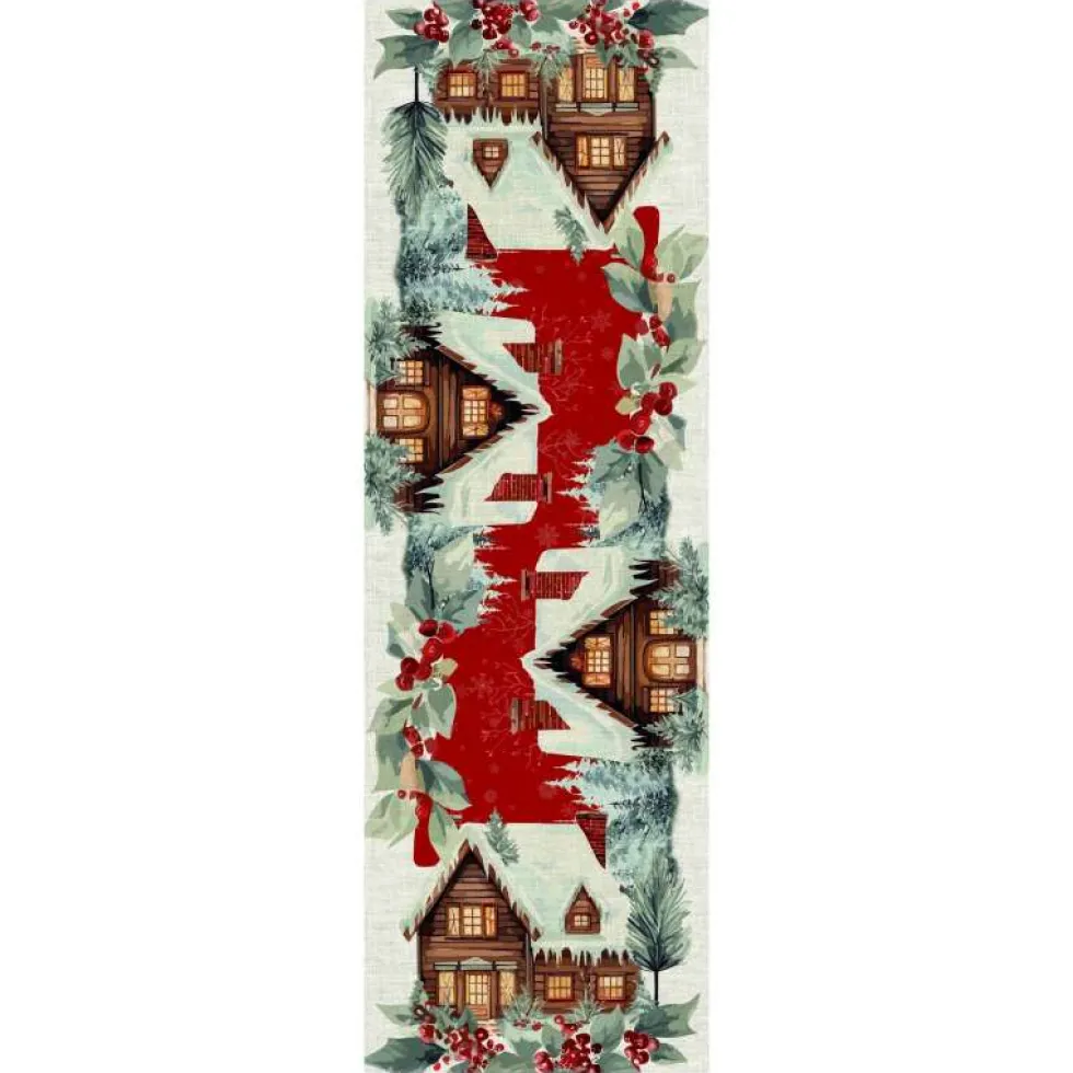 Runner da cucina 45x140 centro tavola Natalizio HOGAR rosso