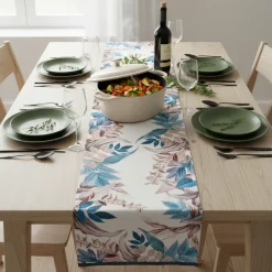 Runner da cucina 45x140 centro tavola Serena foliage blu