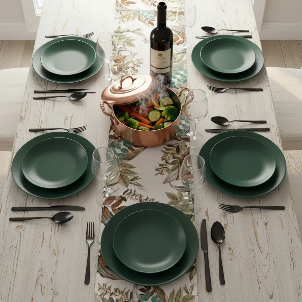 Runner da cucina 45x140 centro tavola Serena foliage verde