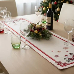 Runner decorativo in Gobelin centrotavola Natalizio Pupazzi di Neve