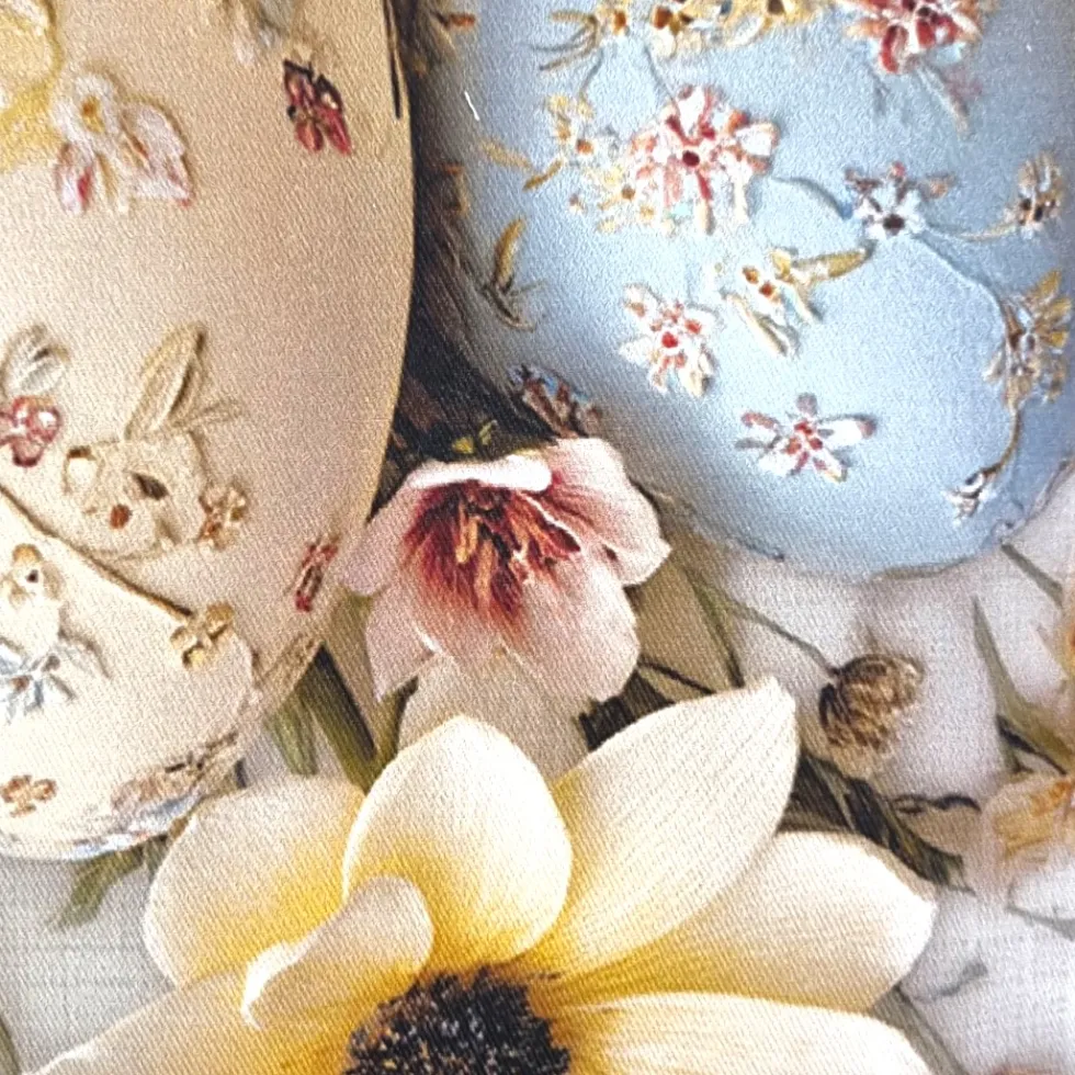 Runner fantasia Pasquale in puro cotone Flowery Easter Eggs 45x140