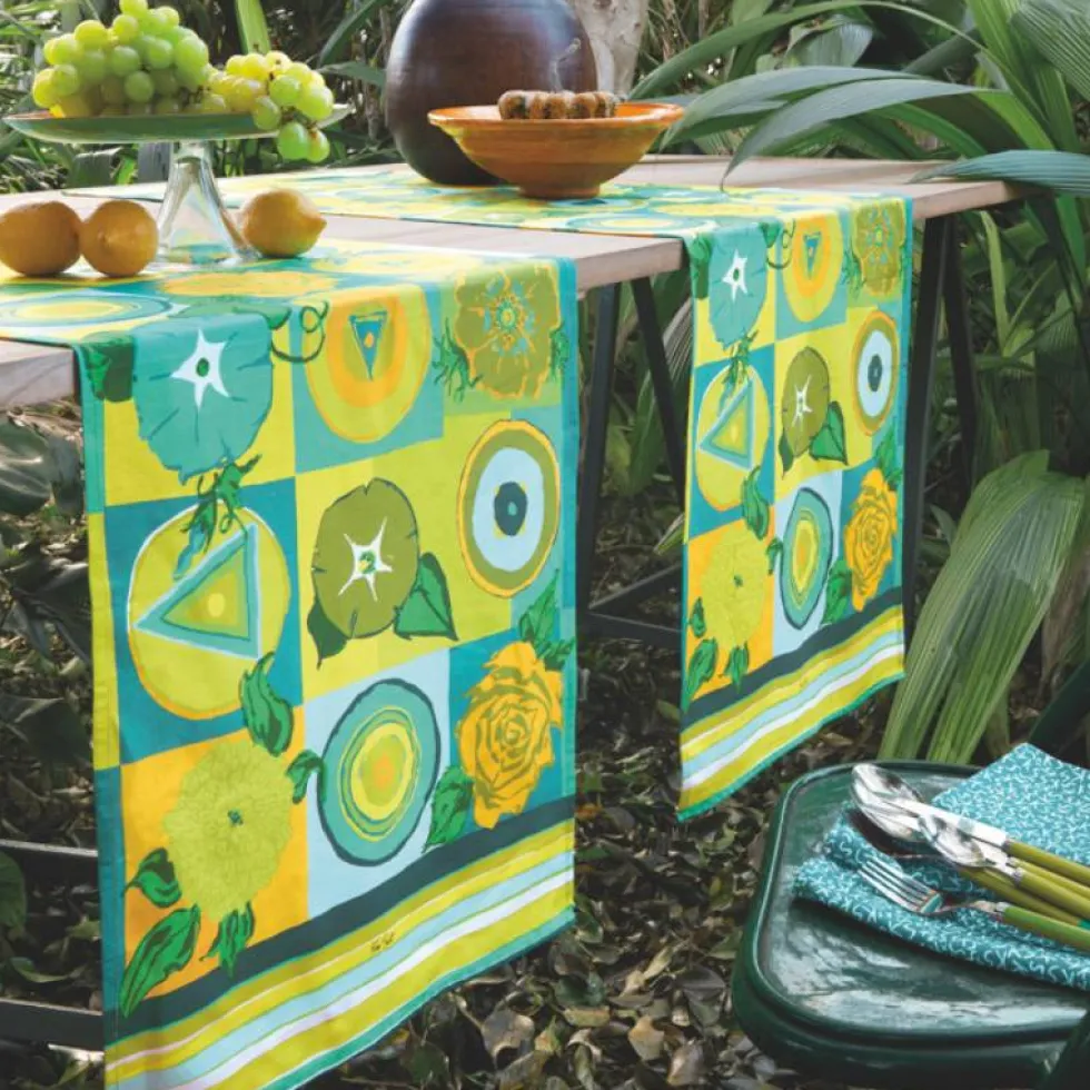 Runner in cotone KEN SCOTT Osiris in Fiore 50x150 cm verde lime