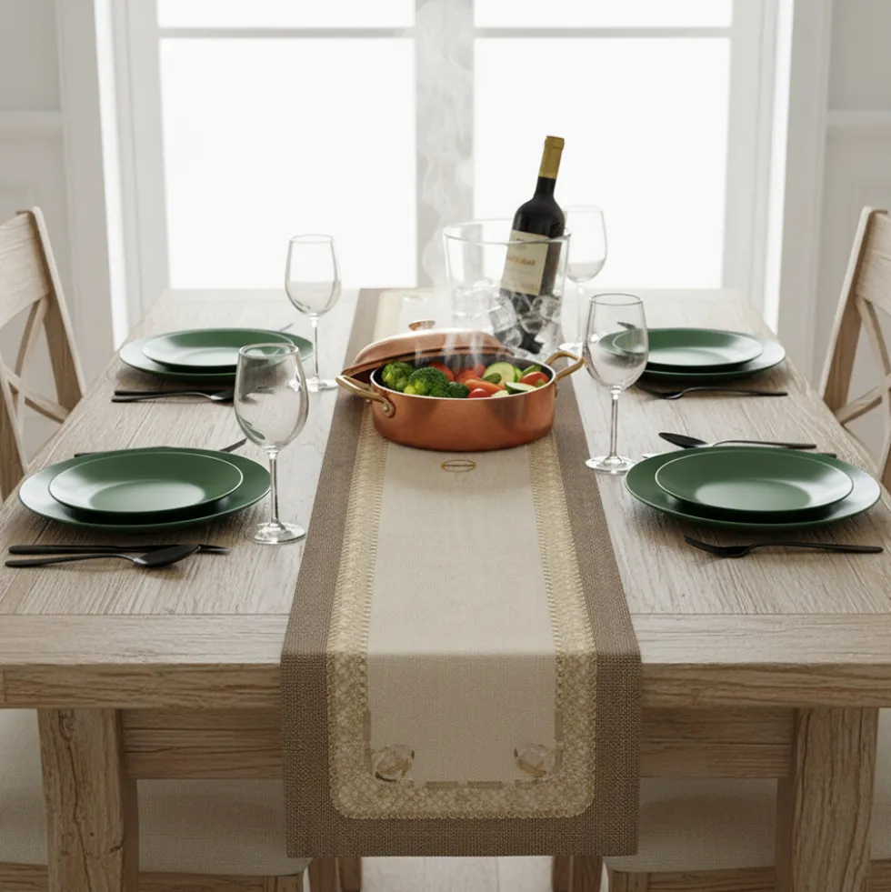 Runner in cotone 50x150 cm Borbonese Foulard marrone