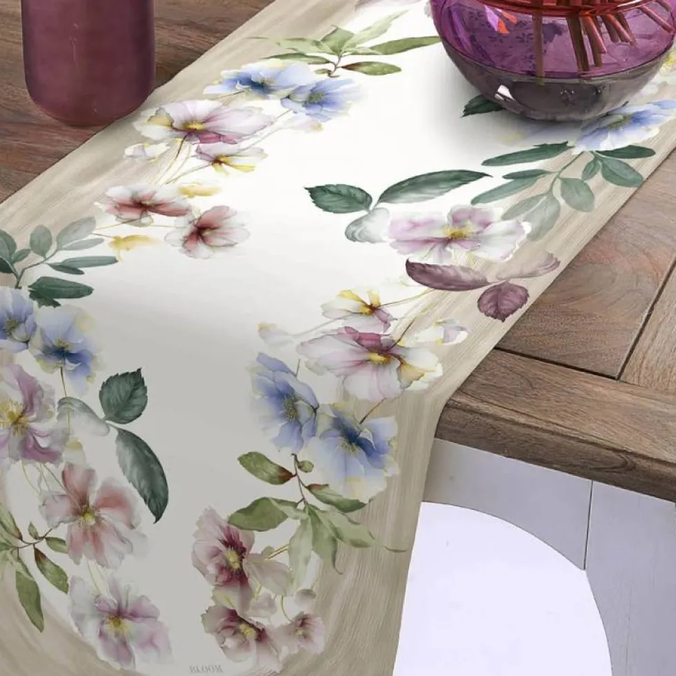 Runner in puro cotone 50x150 TESSITURA RANDI Bouquet floreale