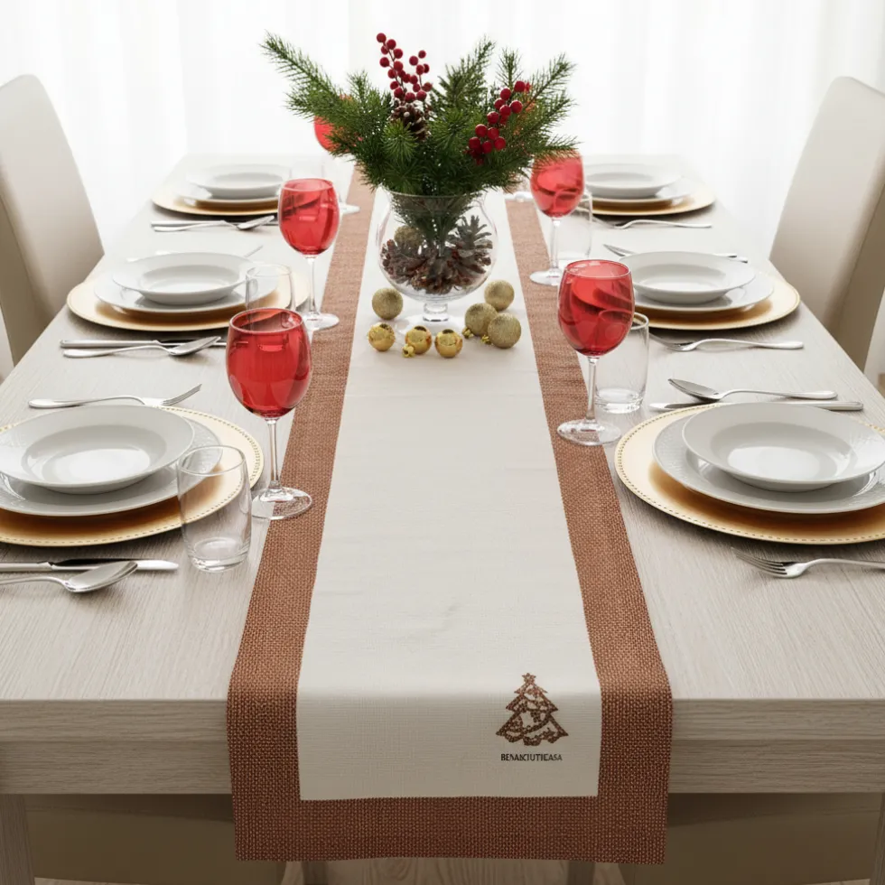 Runner Natalizio in cotone 50x150 cm Borbonese XMAS Abete
