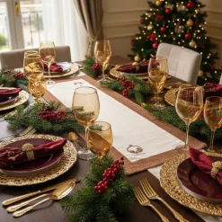 Runner Natalizio in cotone 50x150 cm Borbonese XMAS Palla di Neve