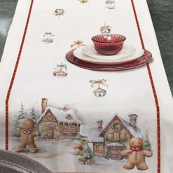 Runner Natalizio in cotone 50x150 TESSITURA RANDI Gingerbread