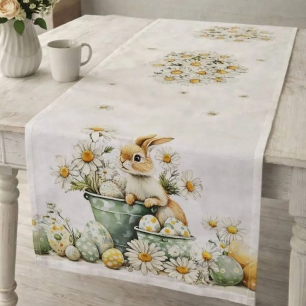 Runner Pasquale centrotavola rettangolare 100% cotone 45x140 Rabbit