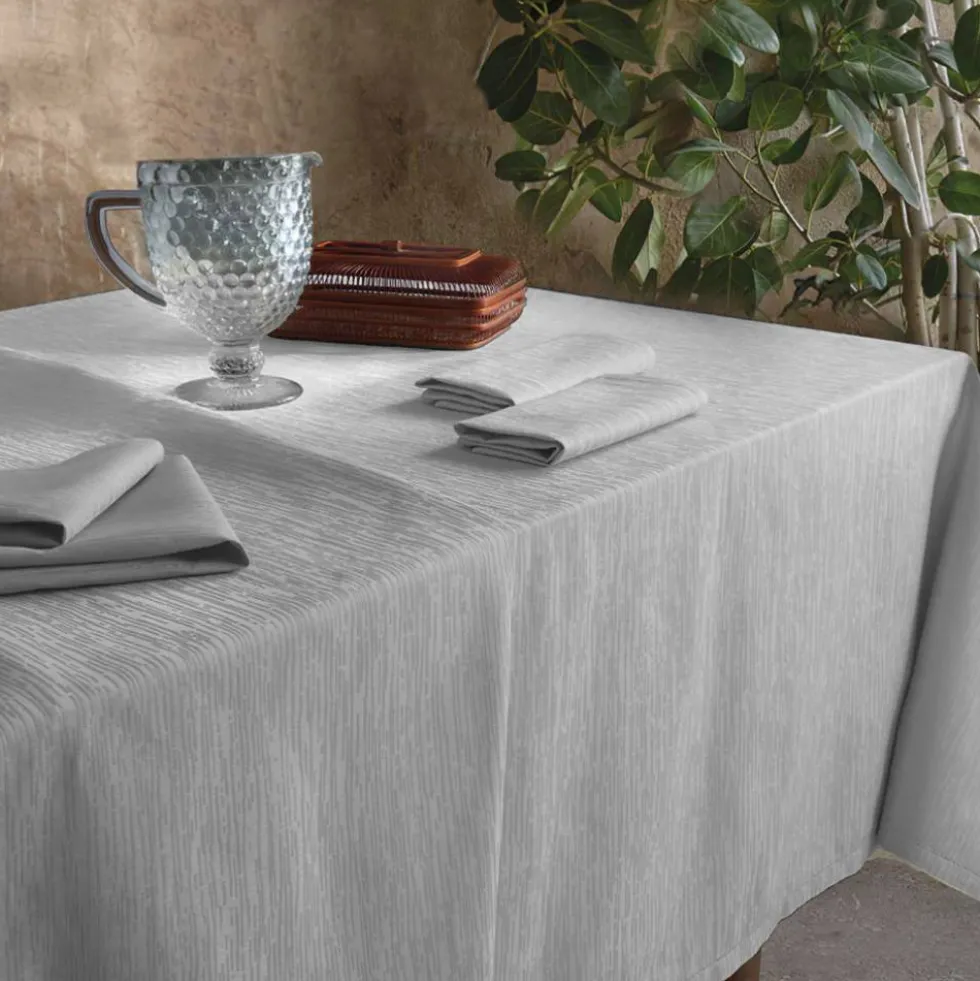 Servizio da tavola in cotone jacquard VALLESUSA Lia ostrica