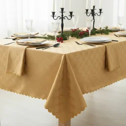 Servizio da tavola 160x270 in fiandra con 12 tovaglioli PARIGI oro