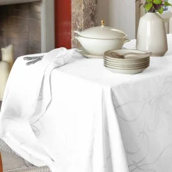 Servizio da tavola x8 persone in cotone Jacquard RANDI Allure bianco