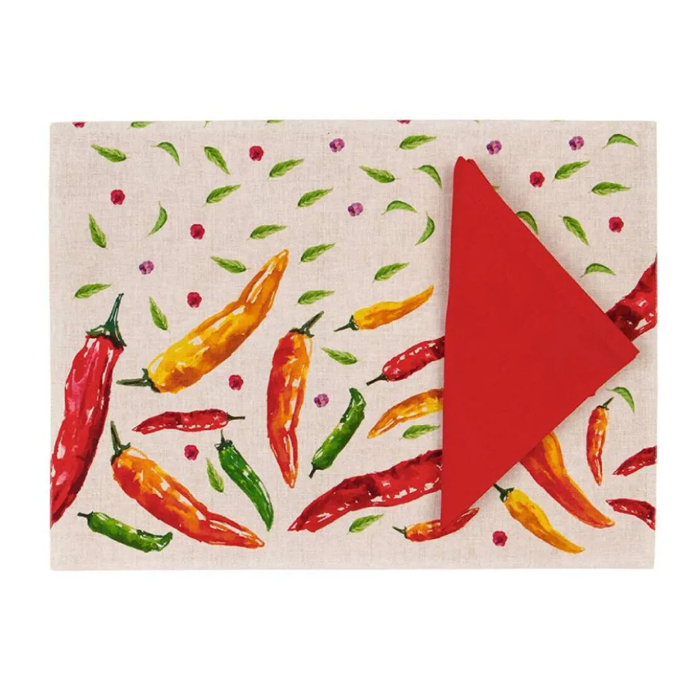 Set americana tovaglietta colazione e tovagliolo Chili rosso