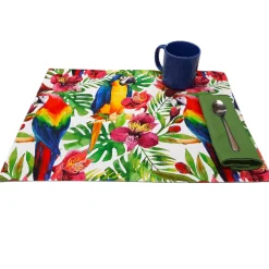 Set americana tovaglietta colazione e tovagliolo Parrot verde
