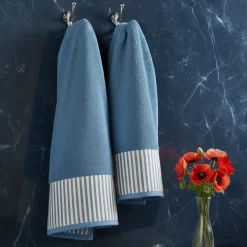 Set Asciugamani 1+1 bluette a Righe | Stile Shabby e Romantico