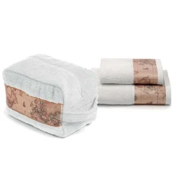 Set Asciugamani 1+1 e Beauty Case Geo Classic Alviero Martini bianco