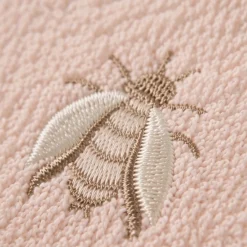 Set Asciugamani in Morbida Spugna di Cotone rosa Ricamo Api