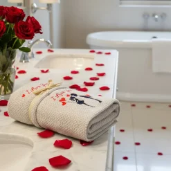 Set asciugamani in spugna Kiss perla San Valentino Idea Regalo