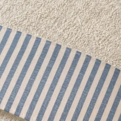 Set Asciugamani 1+1 in spugna panna con righe bluette | Arredo Bagno