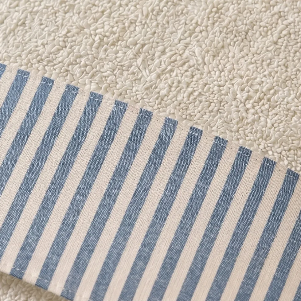 Set Asciugamani 1+1 in spugna panna con righe bluette | Arredo Bagno