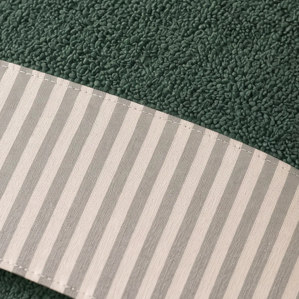Set Asciugamani 1+1 verde a Righe | Stile Shabby e Romantico