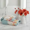 Set Asciugamani viso e ospite con bordo applicato Papaveri acqua