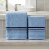 Set asciugamani viso + ospite in spugna azzurro cielo con righe jacquard