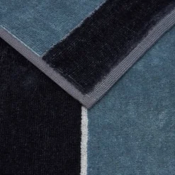 Set 1+1 asciugamano e ospite Carrara Londra geometrico blu