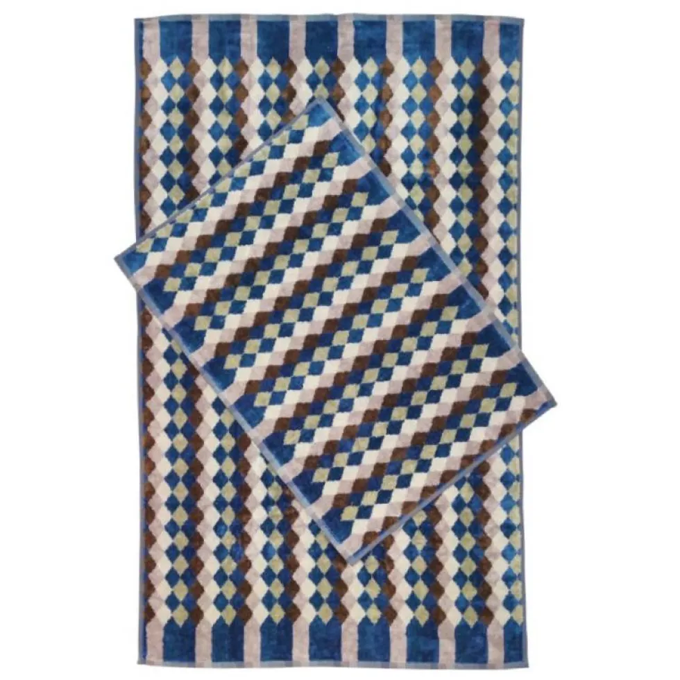 Set 1+1 asciugamano e ospite Carrara Brooklyn geometrico blu