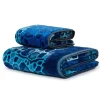 Set 1+1 asciugamano e ospite Carrara Ocean animalier bluette