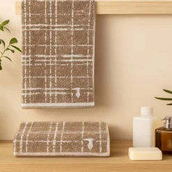 Set 1+1 asciugamano e ospite in spugna Trussardi Scratch beige