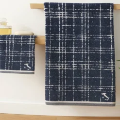 Set 1+1 asciugamano e ospite in spugna Trussardi Scratch bluette