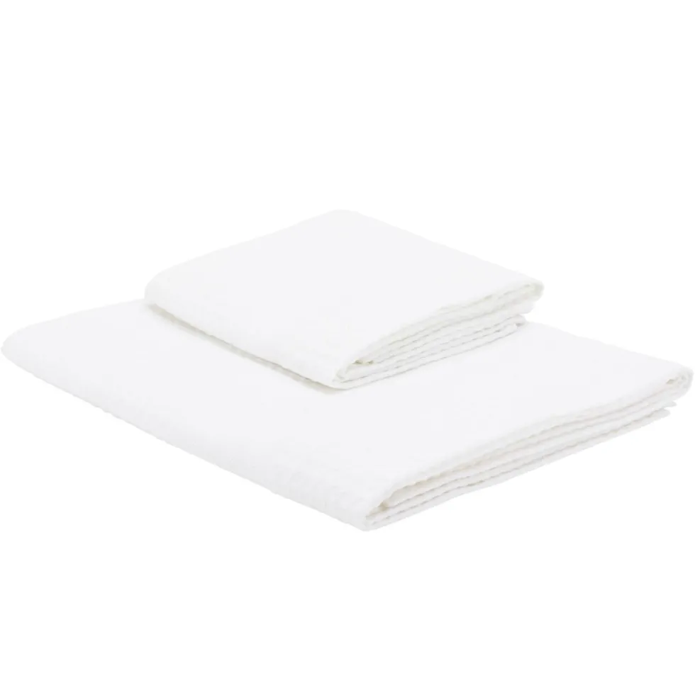 Set asciugamano+ospite in nido d'ape BELLORA Bianco Classico