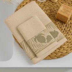 Set 1+1 asciugamano viso e ospite in spugna 400 gr BETH beige