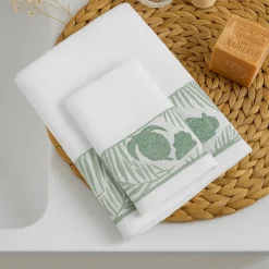 Set 1+1 asciugamano viso e ospite in spugna 400 gr BETH bianco