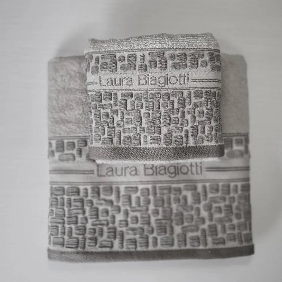 Set asciugamano viso e ospite LAURA BIAGIOTTI Sarin grigio jacquard