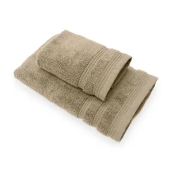 Set 1+1 asciugamano viso e ospite in spugna 650 gr tortora