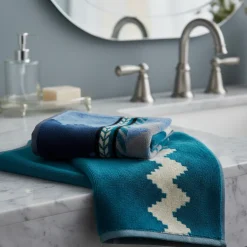 Set 1+1 CARRARA asciugamano + ospite Carrara Oseye zig-zag blu