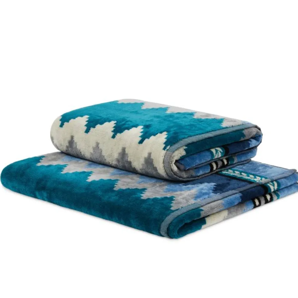 Set 1+1 CARRARA asciugamano + ospite Carrara Oseye zig-zag blu