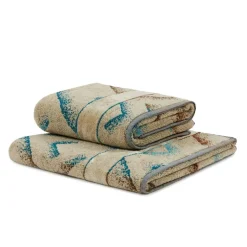 Set 1+1 Coppia di asciugamani Carrara Kanzi chevron turchese