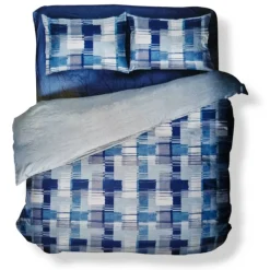 Set copripiumino e federe in cotone matrimoniale EMI bluette