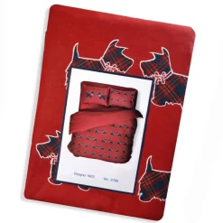 Set copripiumino e federe KRIS matrimoniale terrier rosso