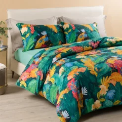 Set Copripiumino matrimoniale Bassetti Tropic B1 blu in cotone