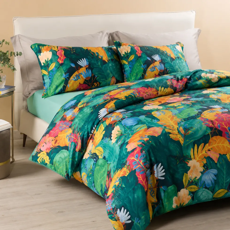 Set Copripiumino matrimoniale Bassetti Tropic B1 blu in cotone