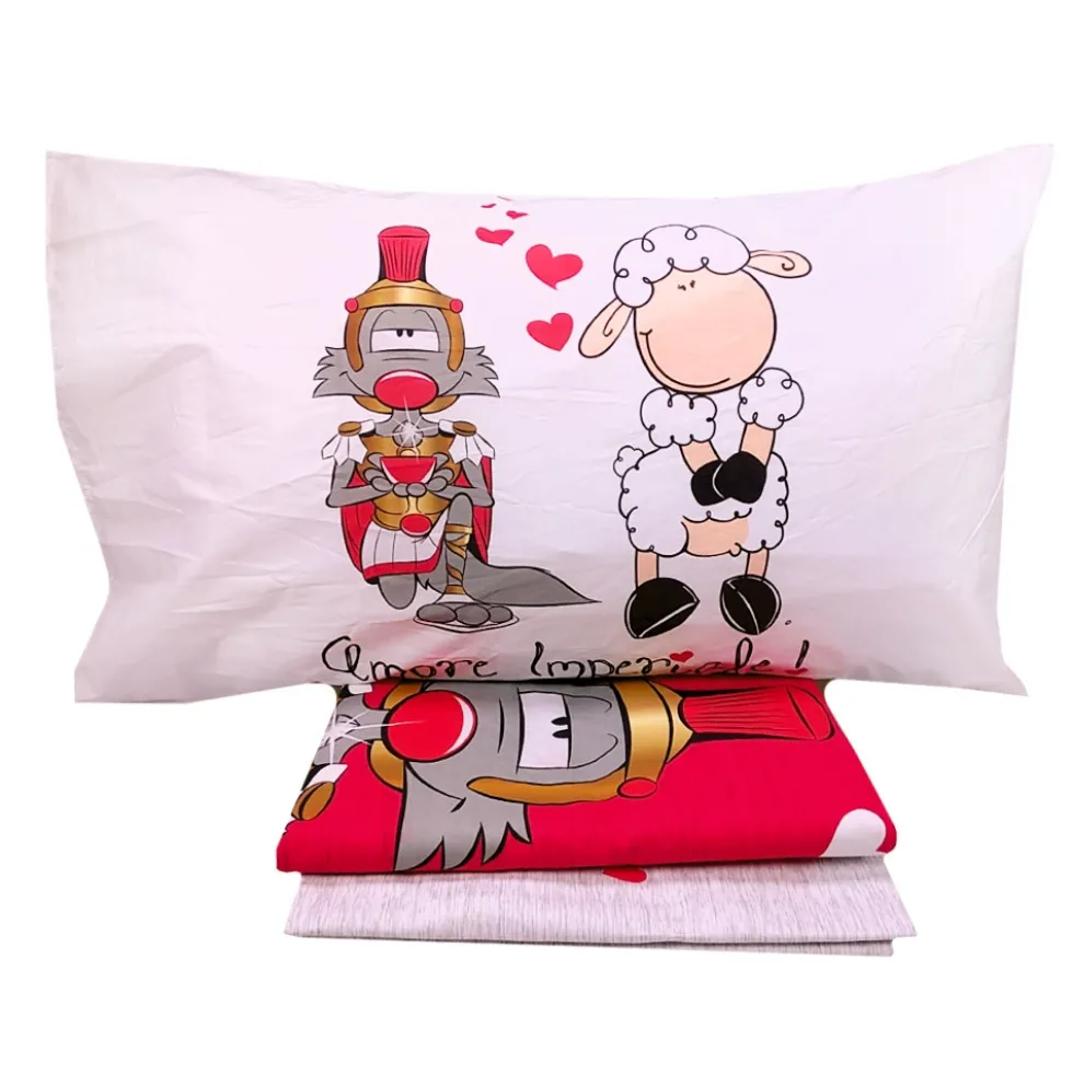 Set copripiumino piazza e mezza Eic-Pi HAPPY PEOPLE Amore Imperiale rosso